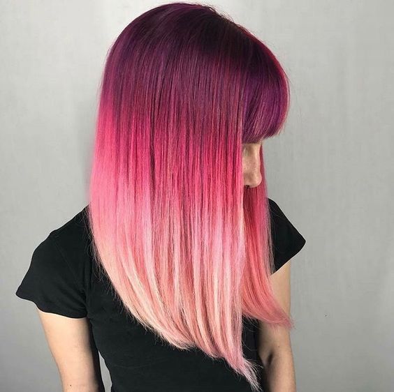 Розовые волосы: яркое омбре на гладких волосах 