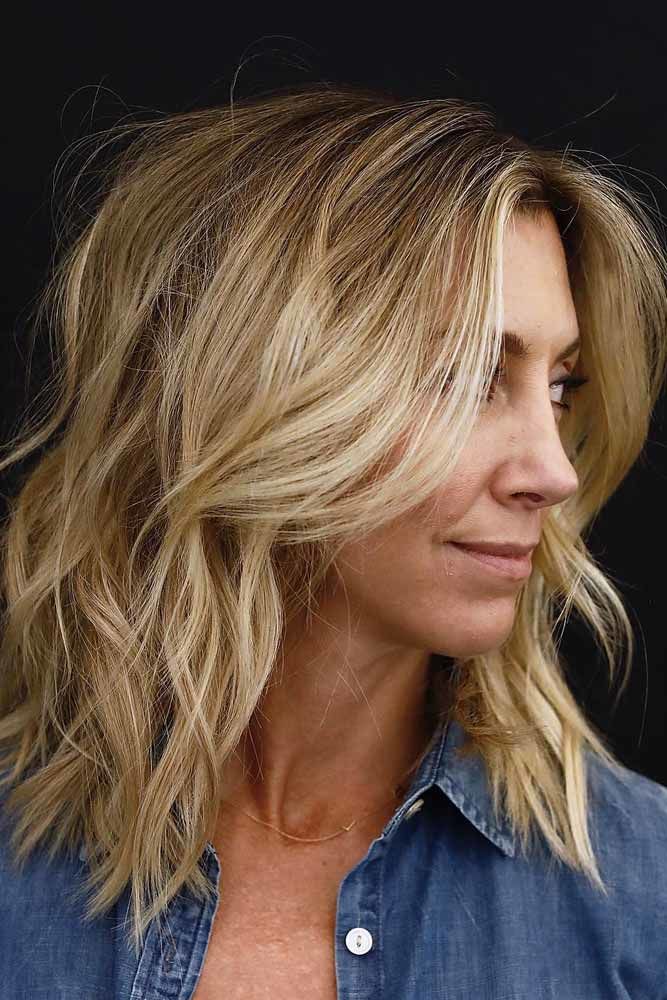 Blonde Hair With Medium Shag Layered Haircut