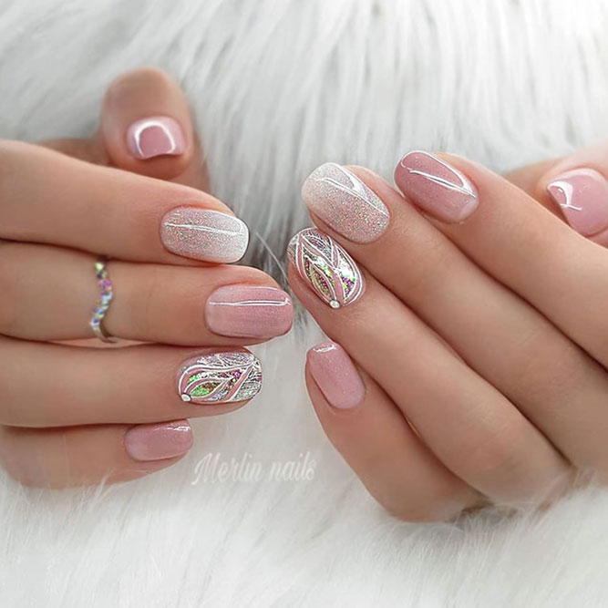 Sweet Pastel Hues And Glitter For Your Holiday Nails Design