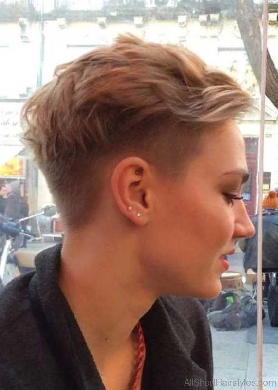 Sweet Honey Blonde Undercut Pixie Cut